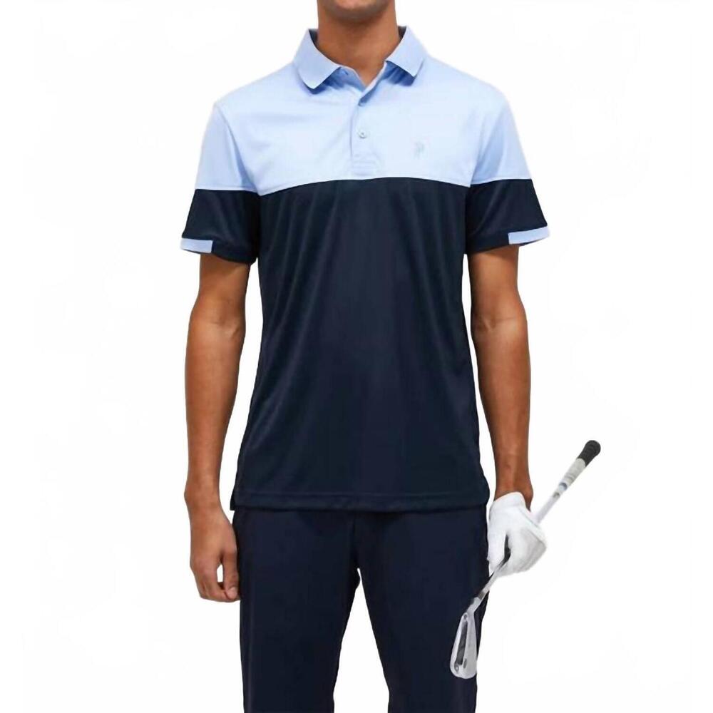 NEW PEAK PERFORMANCE player block polo shirt in salute blue/white